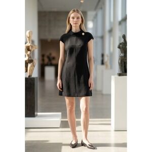 Harper Rose Womens Black Mock Neck Cap Sleeve Pearl Accent Sheath Dress Size 10